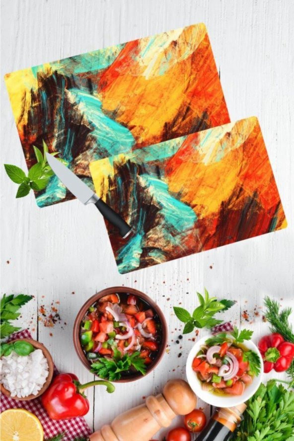 2li Takım Boya Görünümlü Takım Cam Kesme Tahtası - Cam Kesim Tablası 20x30 & 30x40 - 1