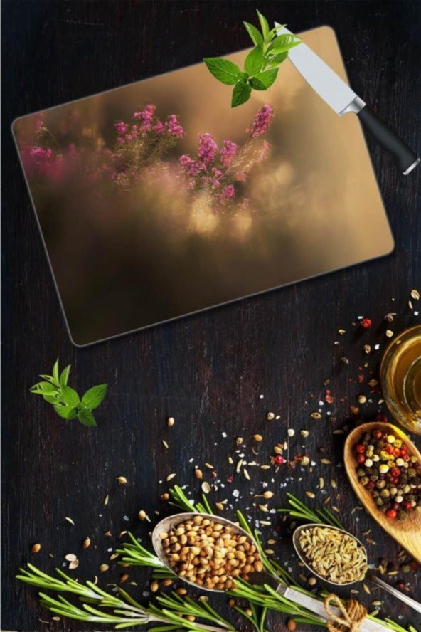 Saban Bahar Çiçeği Cam Kesme Tahtası - Cam Kesme Tablası| 30 Cm X 40 Cm ürün görseli