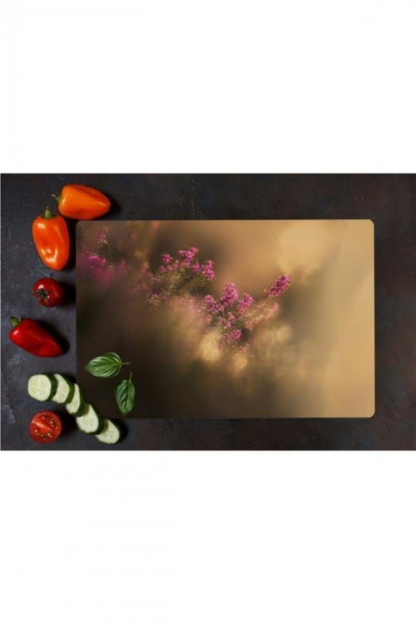 Saban Bahar Çiçeği Cam Kesme Tahtası - Cam Kesme Tablası| 30 Cm X 40 Cm - Resim 3