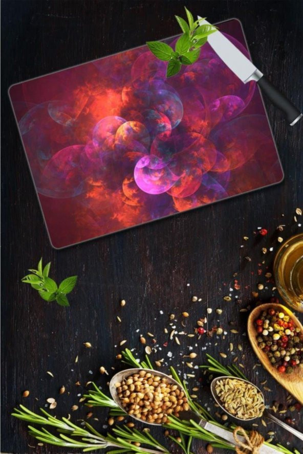 Saban Fuşya Cam Kesme Tahtası Tablası | 30 Cm X 40 Cm ürün görseli