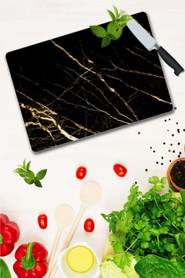 Saban Sarı Altın Mermer Cam Kesme Tahtası - Cam Kesme Tablası | 30 Cm X 40 Cm - Resim 2