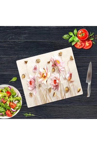 29x34 cm Cam Kesme Tahtası Ballı Çiçek ürün görseli