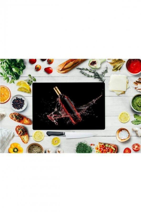 Saban Kırmızı Şarap Cam Kesme Tahtası - Cam Kesme Tablası | 30 Cm X 40 Cm ürün görseli