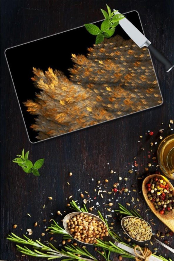 Saban Sonbahar Cam Kesme Tahtası - Cam Kesme Tablası | 20 Cm X 30 Cm