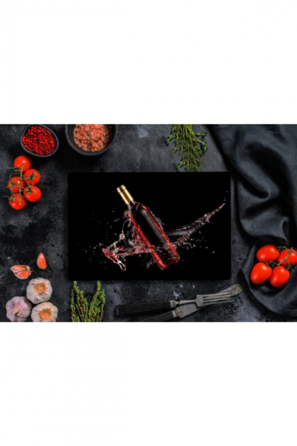 Saban Kırmızı Şarap Cam Kesme Tahtası - Cam Kesme Tablası | 20 Cm X 30 Cm - Resim 3