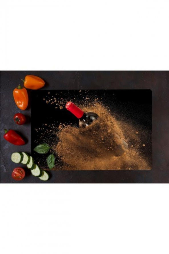 Kum Şarabı Görünümlü | Cam Kesme Tahtası  20 cm x 30 cm ürün görseli