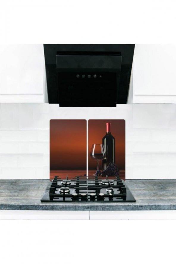 Cam Ocak Koruyucu ve Kesim Tablası Üzüm Şarabı (60cm x 52cm) 2 Parça, 4lü Ocaklar ürün görseli