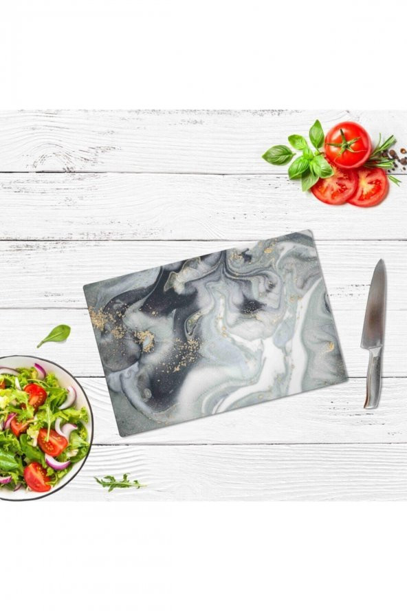 Saban Gri Altın Mermer | Cam Kesme Tahtası - Cam Kesme Tablası | 30cm x 40cm - 2