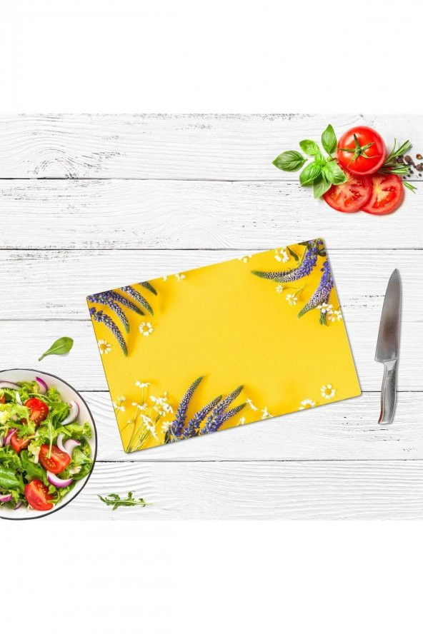 Saban Sarı Karanfil | Cam Kesme Tahtası - Cam Kesme Tablası | 30cm x 40cm - Resim 2