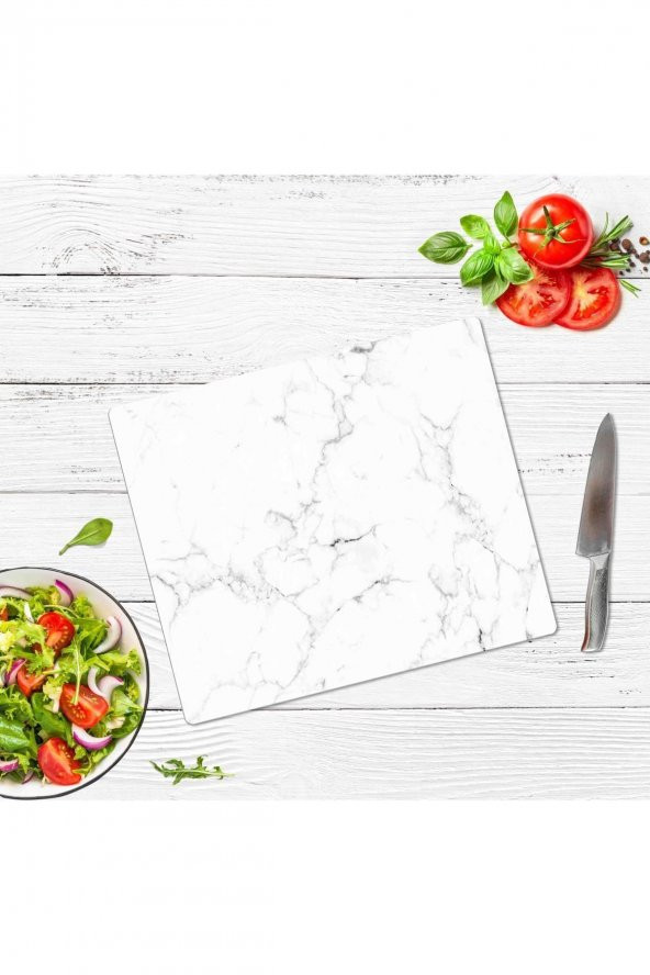 Cam Kesme Tahtası Siyah Beyaz Mermer 29 x 34 cm | Cam Kesme Tablası - 2