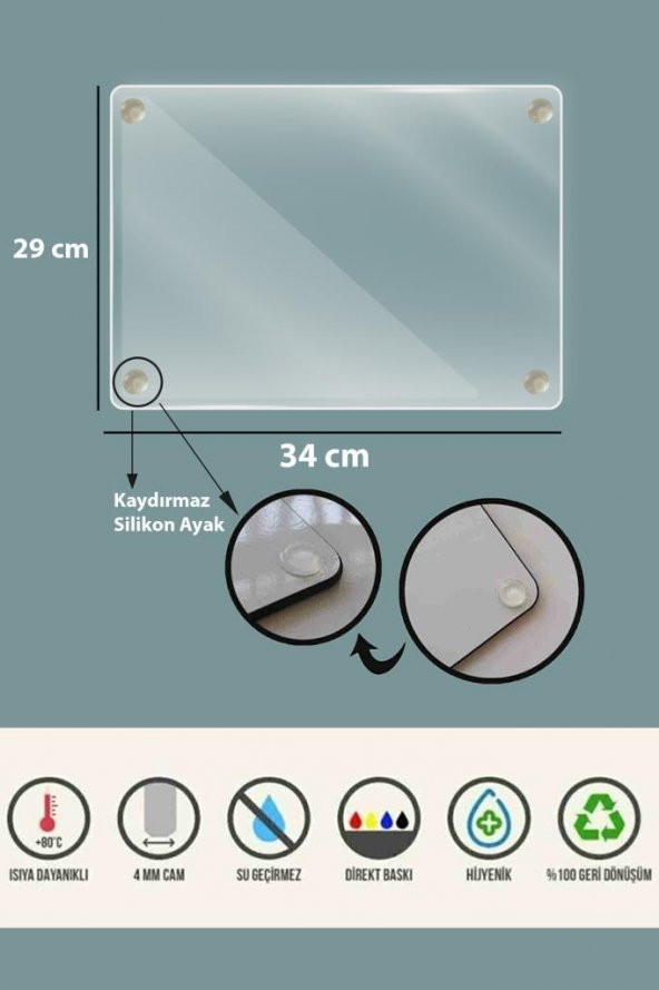 Cam Kesme Tahtası Siyah Yaldızlı Mermer 29 x 34 cm | Cam Kesme Tablası - 4