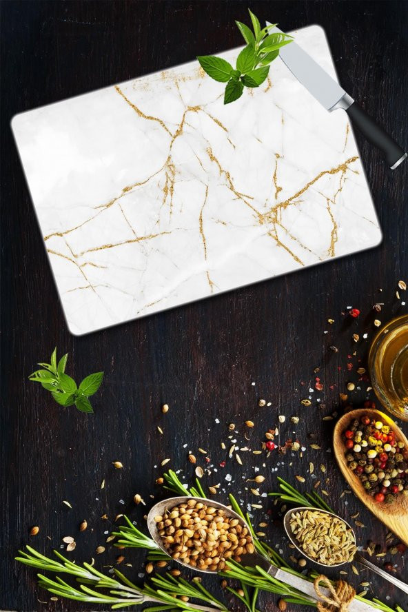 Dekoratif Cam Kesme Tahtası 30cm x 40cm çoklusim Görünümlü