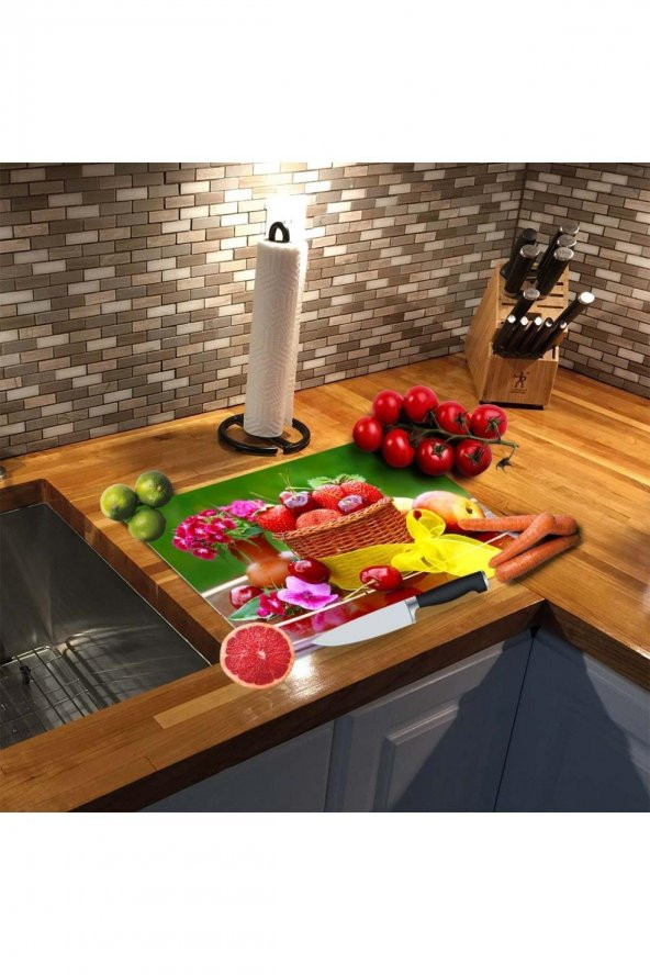 Cam - Kesme Tahtası 30cm x 40cm Meyve Sepeti - Resim 2