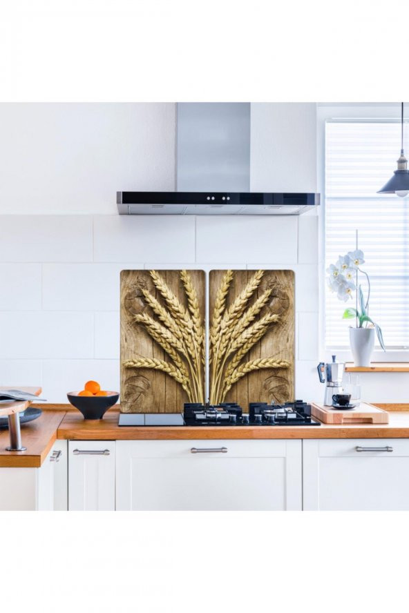 Cam Ocak Koruyucu ve Kesim Tablası Başak 2 (80cm x 52cm) 2 Parça, 5li Ocaklar