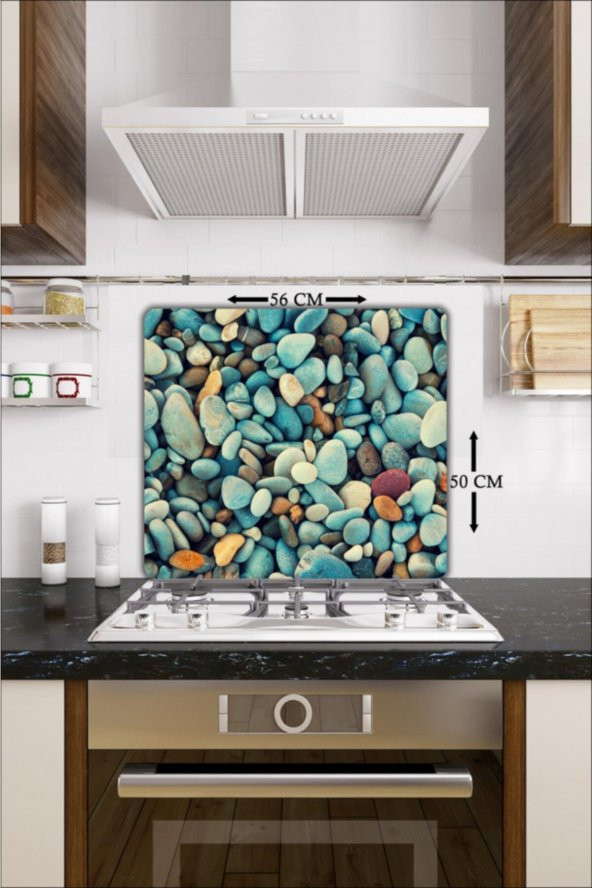 Cam Ocak Koruyucu Ve Cam Kesme Tahtası Çakıl Taşı 50 cm x 56 cm Tek Parça ürün görseli