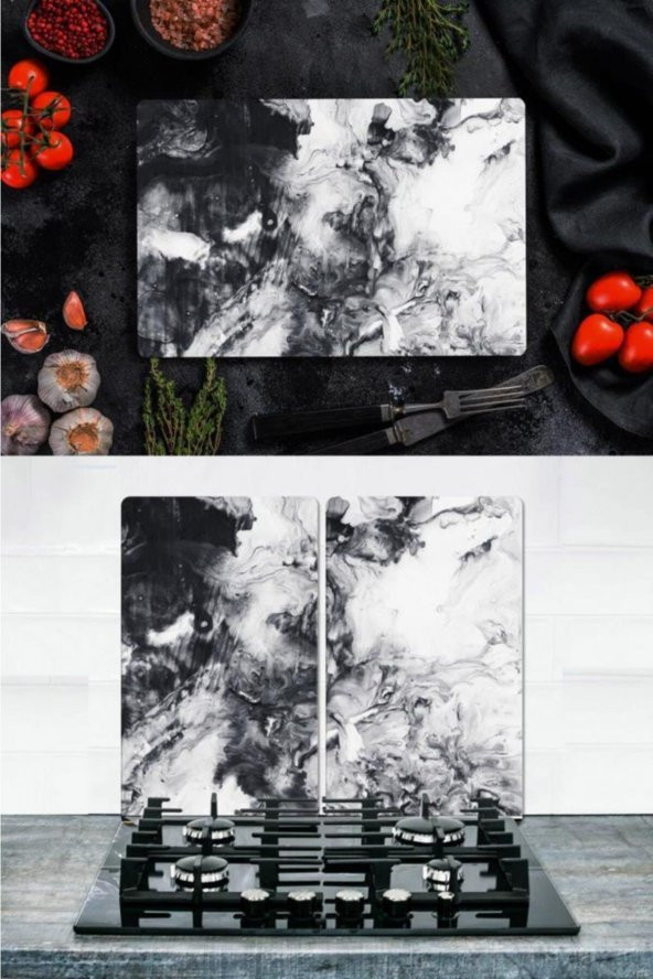 Takım Halinde Sis 20x30 cm Kesme Tablası ve 60x52cm Cam Ocak Koruyucu 4lü Ocaklar ürün görseli