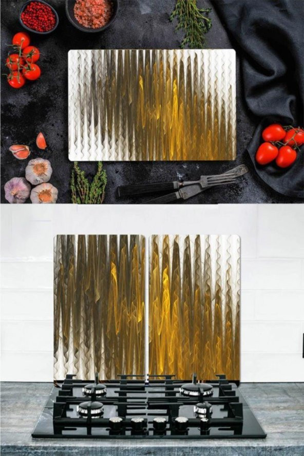 Takım Halinde Art  20x30 cm Kesme Tablası ve 60x52cm Cam Ocak Koruyucu 4lü Ocaklar