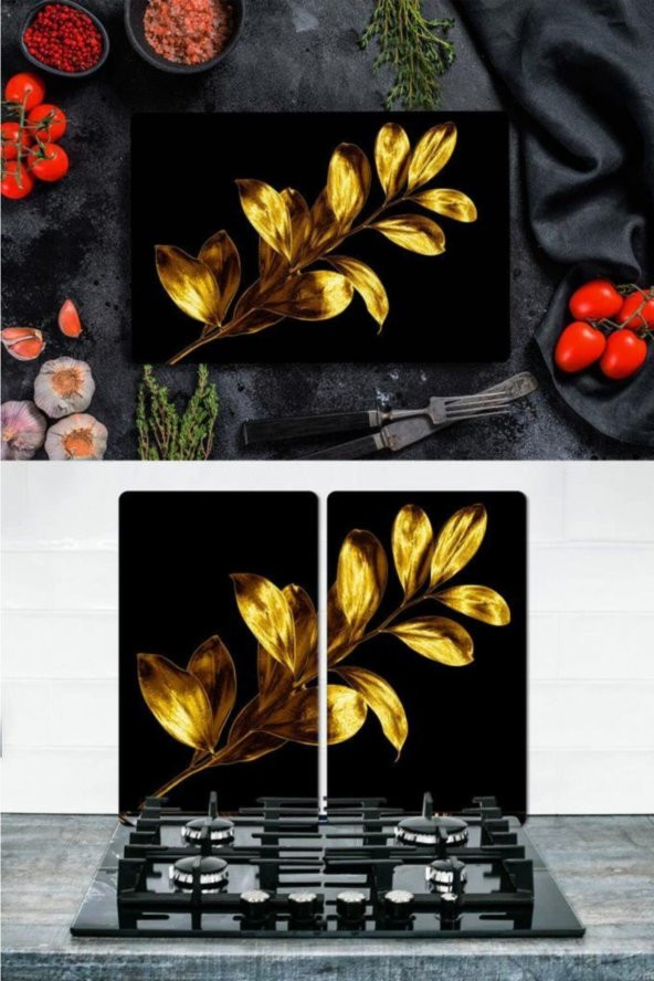 Takım Halinde Tek Buğday  20x30 cm Kesme Tablası ve 60x52cm Cam Ocak Koruyucu 4lü Ocaklar ürün görseli