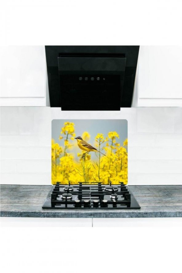 Cam Ocak Arkası Koruyucu ve Kesme Tablası Serçe | 50 cm x 56 cm - 1