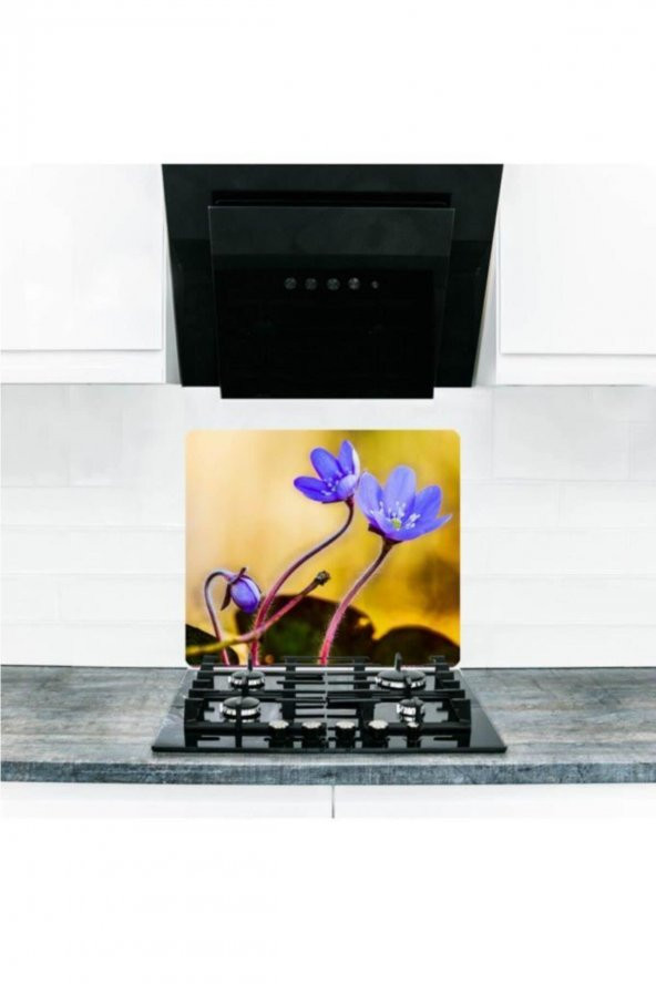 Cam Ocak Arkası Koruyucu ve Kesme Tablası Menekşe| 50 cm x 56 cm