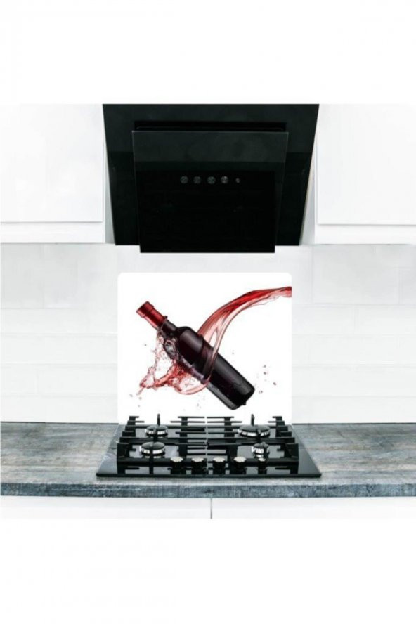 Cam Ocak Arkası Koruyucu ve Kesme Tablası Kızıl Şarap | 50 cm x 56 cm