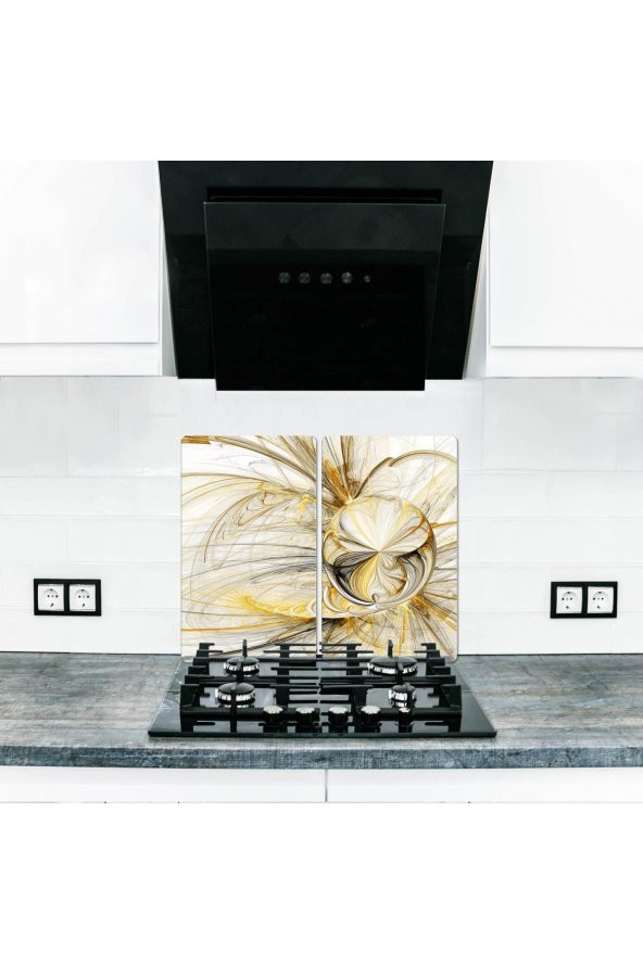 Cam Ocak Koruyucu ve Kesme Tablası Yağmur | 60 cm x 52 4lü Ocaklar ürün görseli