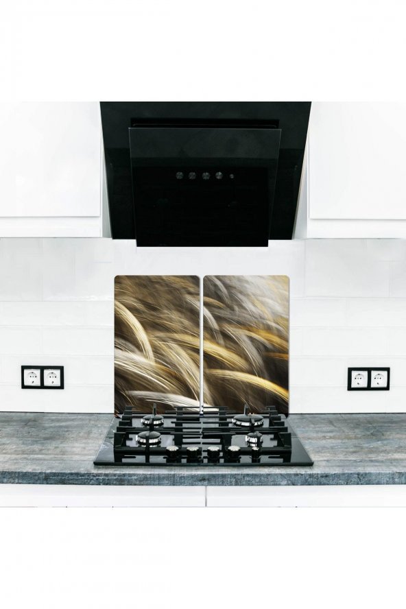 2 li 40x52 cm Hasat Desenli Cam Kesim Tablası ve Ocak Koruma ürün görseli