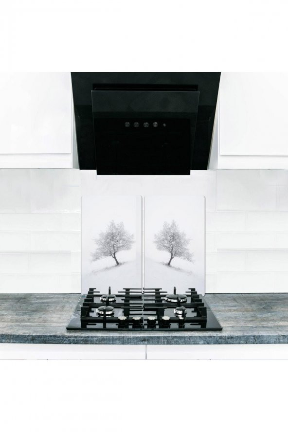 Cam Ocak Koruyucu ve Kesim Tablası Kış (80cm x 52cm) 2 Parça, 5li Ocaklar ürün görseli