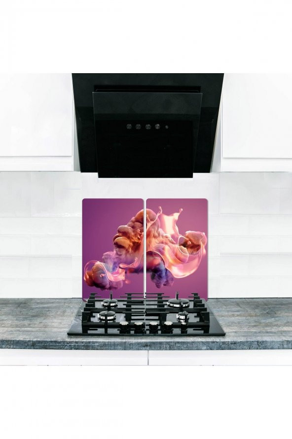 Cam Ocak Koruyucu ve Kesim Tablası Civa (60cm x 52cm) 2 Parça, 4lü Ocaklar - 1