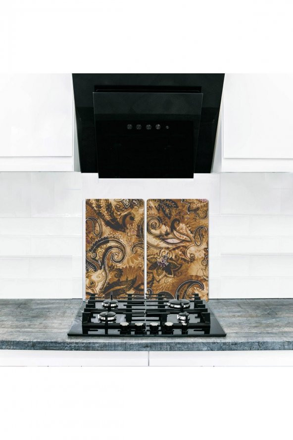Cam Ocak Koruyucu ve Kesim Tablası Motif (60cm x 52cm) 2 Parça, 4lü Ocaklar ürün görseli