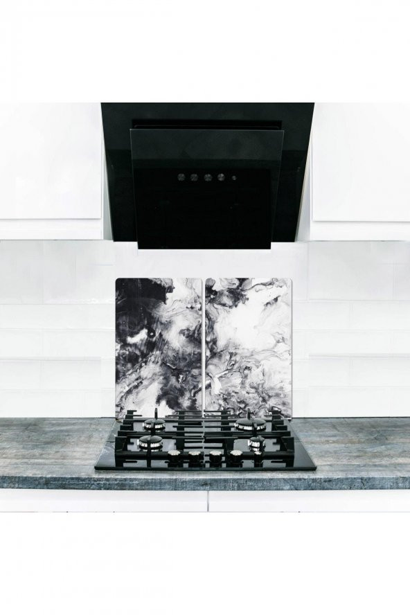 Cam Ocak Koruyucu ve Kesim Tablası Sis  (80cm x 52cm) 2 Parça, 5li Ocaklar ürün görseli