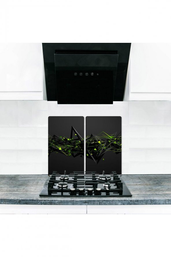 Cam Ocak Koruyucu ve Kesim Tablası  Dijital (60cm x 52cm) 2 Parça, 4lü Ocaklar ürün görseli