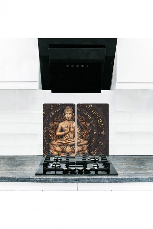 Cam Ocak Koruyucu ve Kesim Tablası Sarı (80cm x 52cm) 2 Parça, 5li Ocaklar