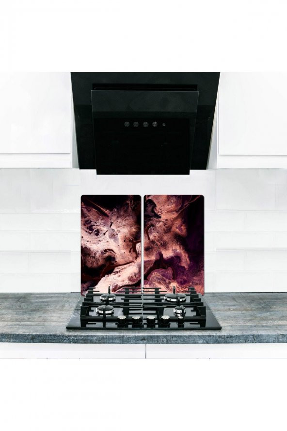 Cam Ocak Koruyucu ve Kesim Tablası Bordo (80cm x 52cm) 2 Parça,5li Ocaklar ürün görseli