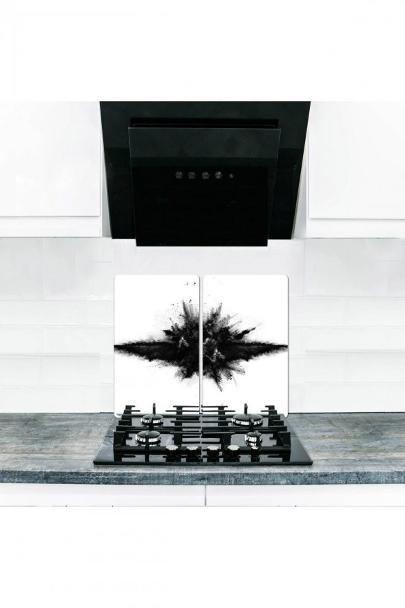 Cam Ocak Koruyucu ve Kesim Tablası Kara Duman (60cm x 52cm) 2 Parça, 4lü Ocaklar ürün görseli