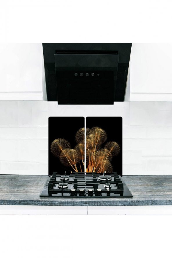 Ocak Arkası Koruyucu ve Kesim Tablası Karahindiba  (80cm x 52cm) 2 Parça, 4lü Ocaklar ürün görseli