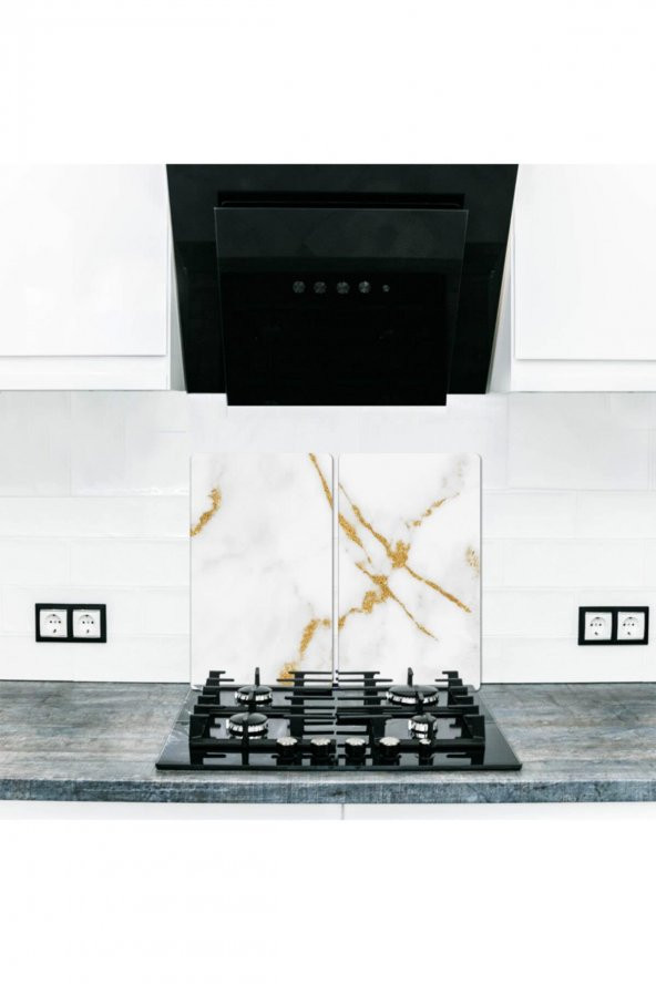 Dekoratif Cam Ocak Koruyucu ve Kesim Tablası Sim 60cm x 52cm 2 Parça, 4lü Ocaklar ürün görseli