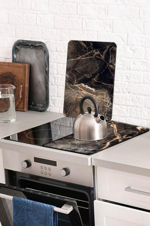 2 li 30x52 cm Cam Ocak Koruyucu Cam Kesme Tahtası Model 157 - Resim 2