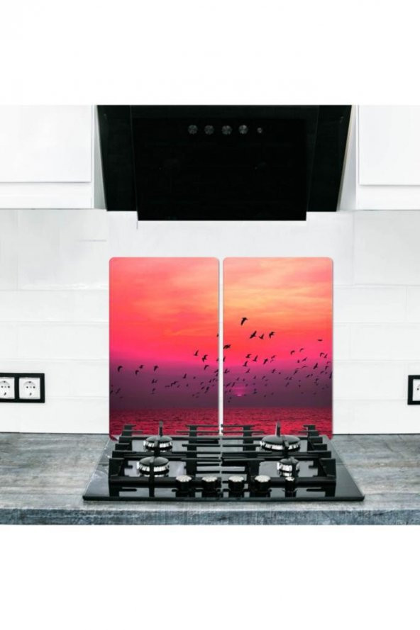 2 li 30x52 cm Cam Ocak Koruyucu Cam Kesme Tahtası Model 344 ürün görseli