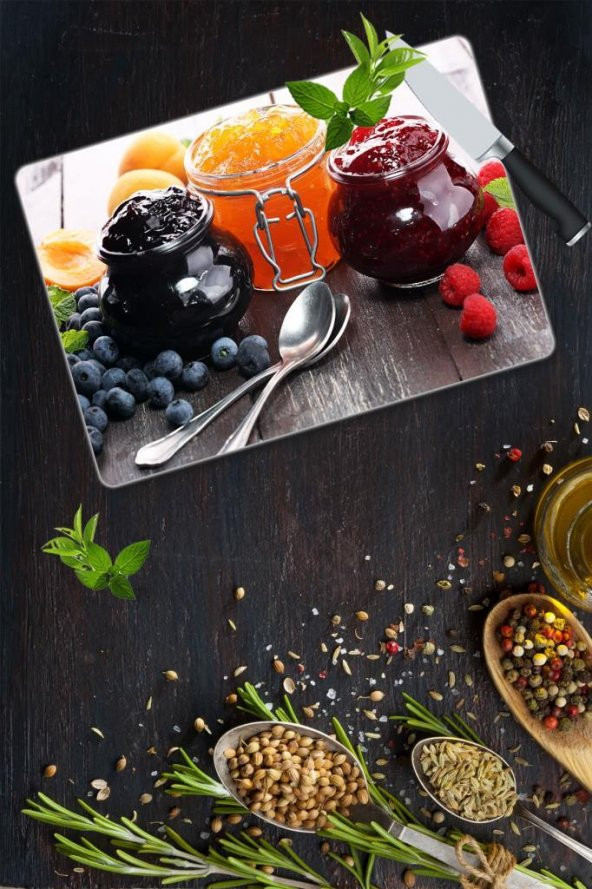 Böğürtlenler Cam Kesme Tahtası | 30 Cm X 40 Cm ürün görseli