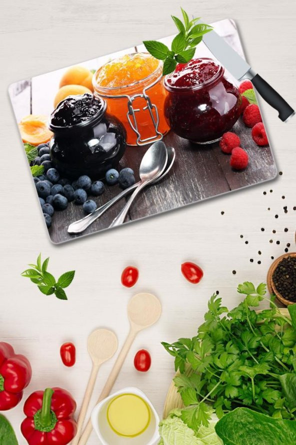 Böğürtlenler Cam Kesme Tahtası | 30 Cm X 40 Cm - Resim 2