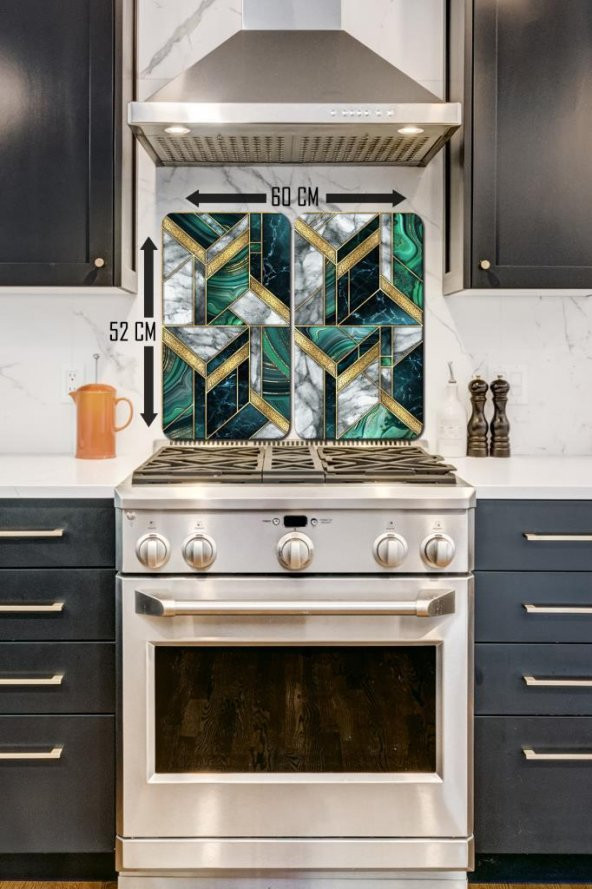 Altın Mozaik 2 Li 30x52 Cm Cam Cam Ocak Arkası Koruyucu - Resim 2