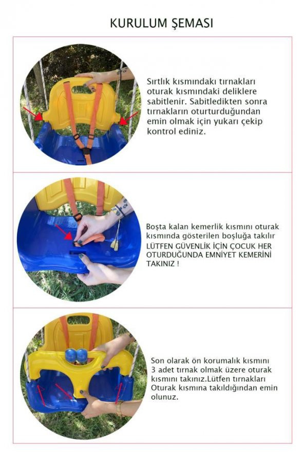 Çocuk & Bebek Salıncağı | Salıncak Emniyet Kemerli Pembe - 2