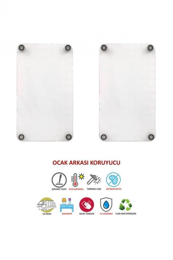 2 li 30x52 cm Fraktal Fuşya Desenli Cam Ocak Arkası Koruyucusu - 3