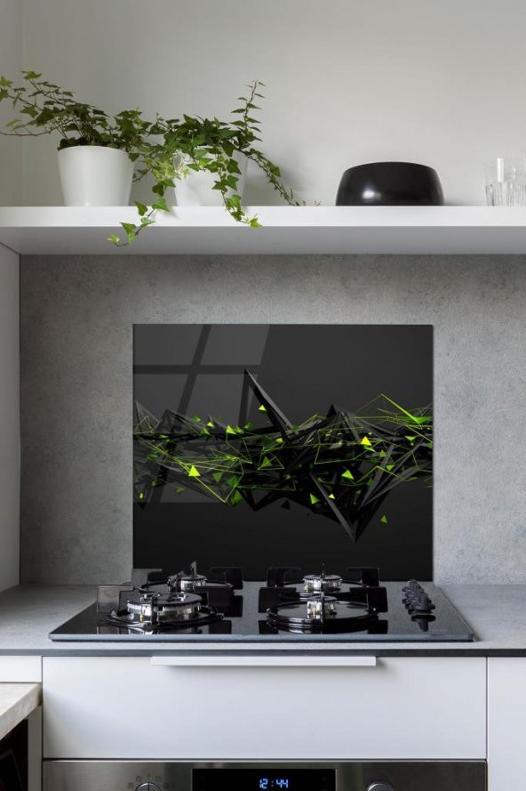 60 x 70 cm Dijital Desenli Cam Ocak Arkası Koruyucu - 1