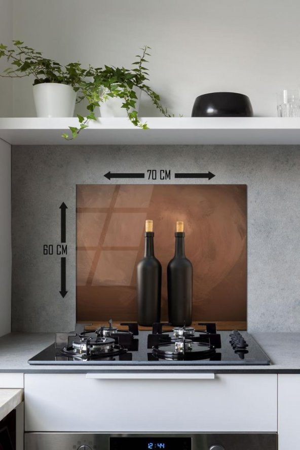 60 x 70 cm Şişe Desenli Cam Ocak Arkası Koruyucu - Resim 2