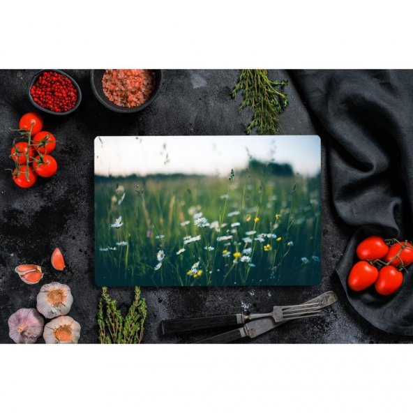 Saban Kır Çiçeği | Cam Kesme Tahtası - Cam Kesme Tablası | 30 cm x 40 cm