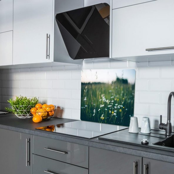 50x56 cm Kır Bahçesi Desenli Cam Ocak arkası Koruyucu ürün görseli