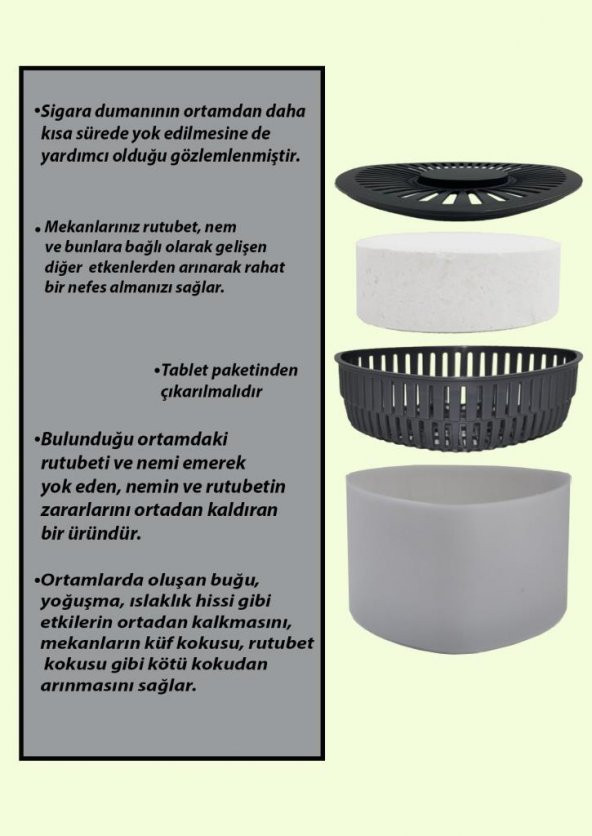 Nem Alıcılı ve Rutubet Giderici Aparat - 500 gr - Üçgen Naturel (Tablet Dahil) - 2