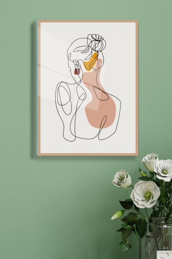 50 x 60 cm Portre Minimal Desenli Cam Tablo 4mm Temperli Camdır - 1